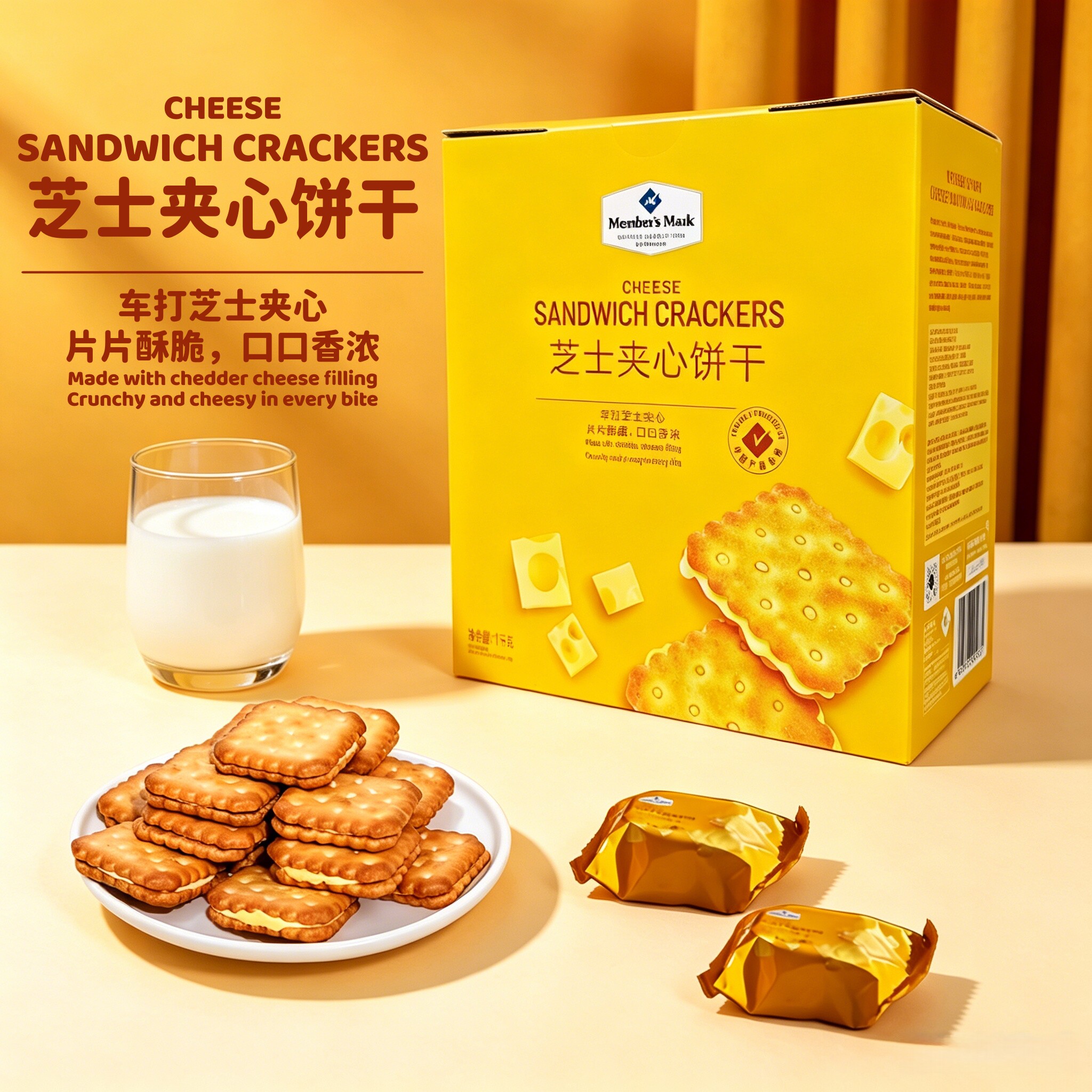 山姆正品芝士夹心饼干丹麦进口芝士独立包装休闲饼干代购会员超市