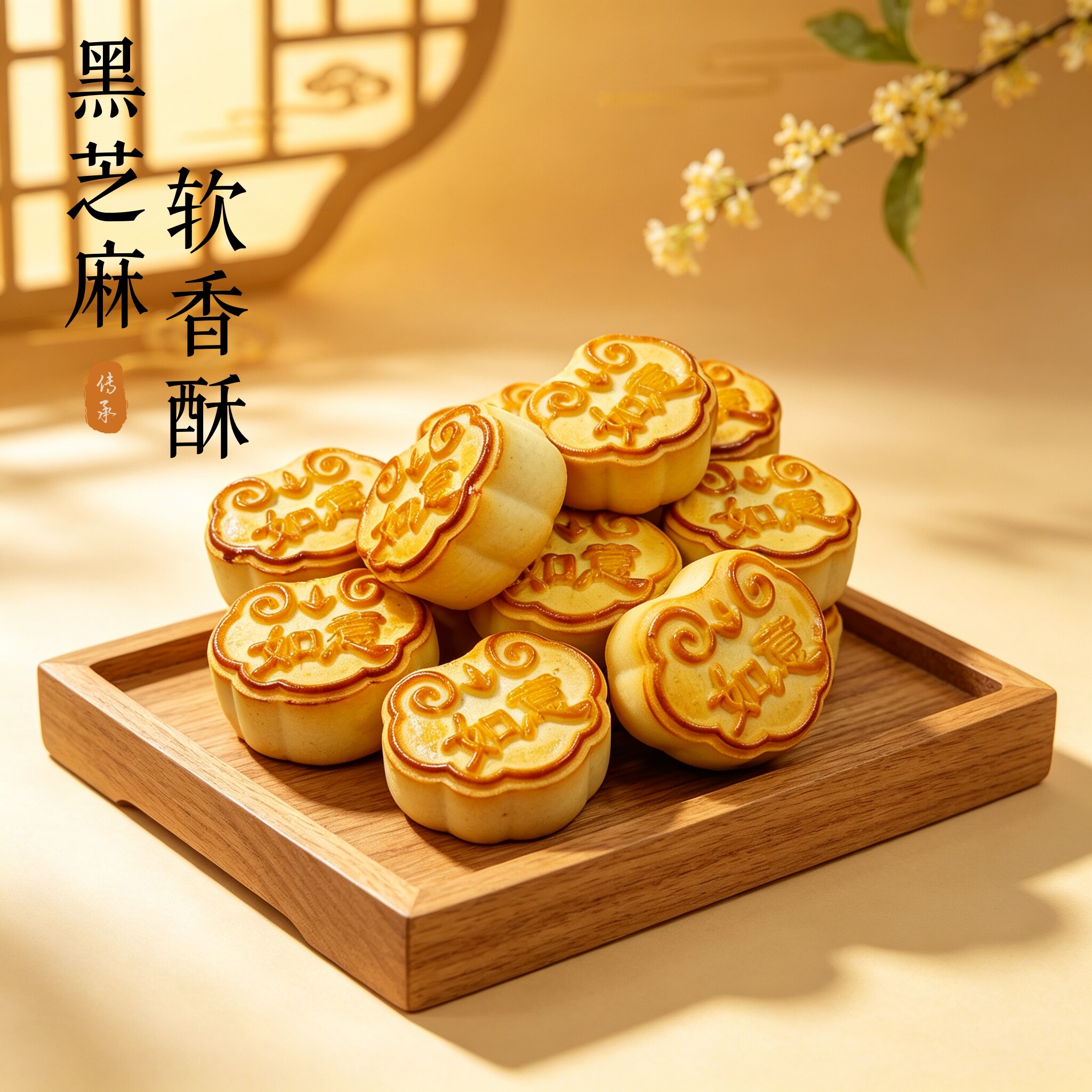 清真糕点桂顺斋黑芝麻软香酥天津传统工艺制作特色点心糕点茶点