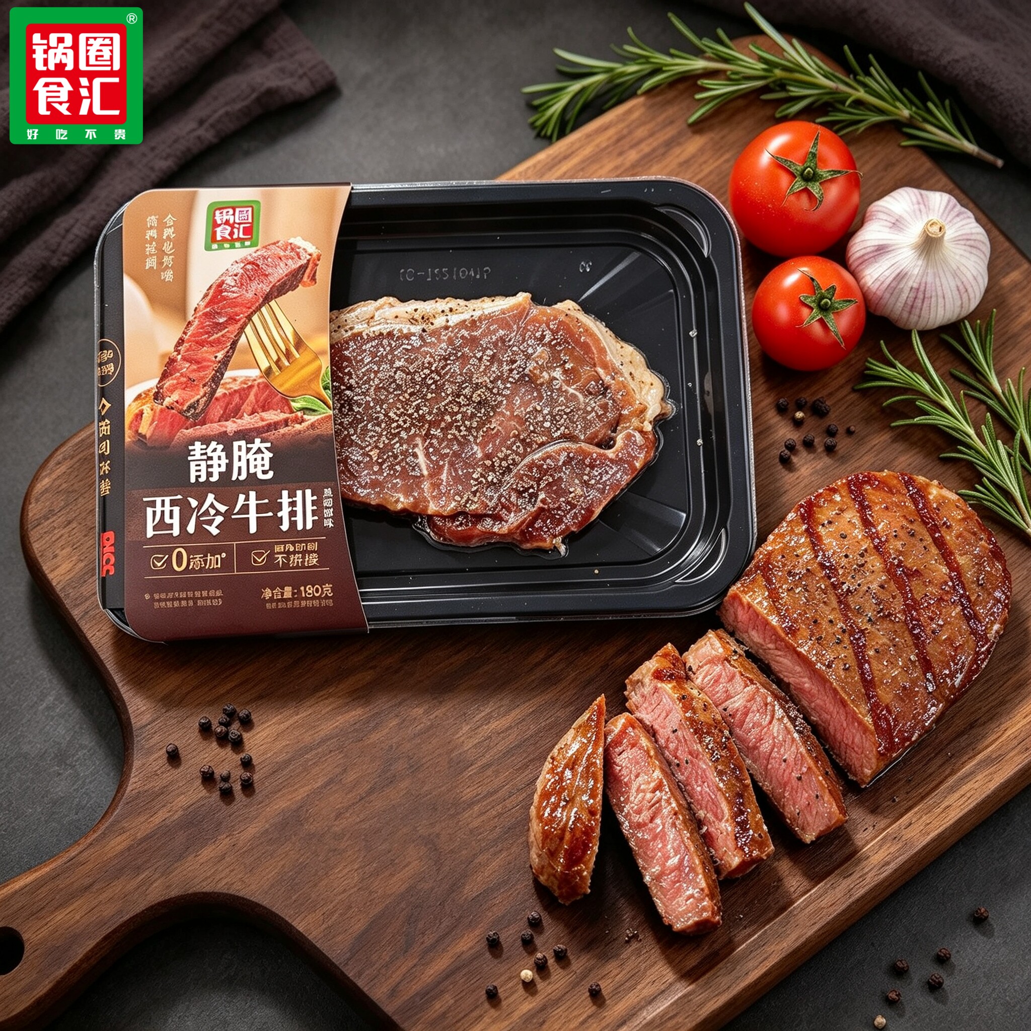 锅圈食汇静腌西冷牛排黑胡椒味原香牛排嫩肩儿童牛排铁板西餐调理