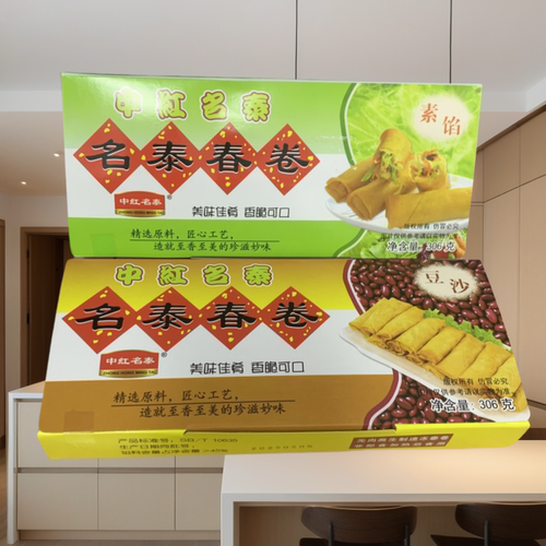 正宗天津特色小吃素食春卷豆沙馅素馅中红名泰306克