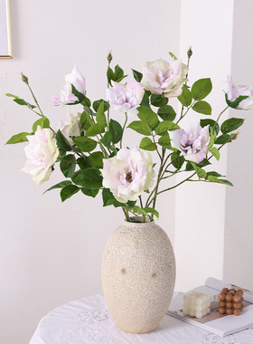 仿真花 多头月季玫瑰 北欧家居酒店软装饰工程婚庆摆件布景假花