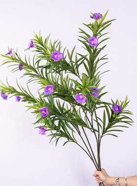 仿真花 大枝柳叶带桃花 家居客厅软装饰工程婚庆花瓶摆件造景