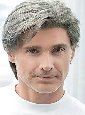 外国人假发帅气蓬松短发奶奶灰色假发欧美男士灰白发套演出假发