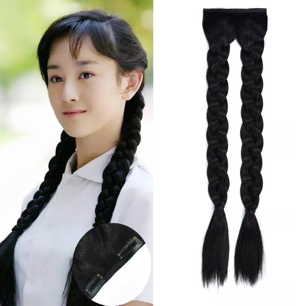 民国双辫子马尾古装旗袍影楼拍摄双麻花辫假发女马尾辫鱼骨辫包邮