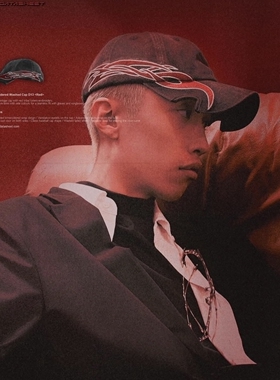 Embroidered Washed Cap D13台湾街头潮牌断檐异形火焰老爹帽浅顶