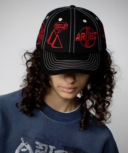 Aries Arise 360 Cap英国伦敦明星潮牌环绕刺绣软顶老爹棒球帽浅