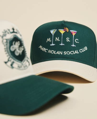 Marc Nolan Social Club芝加哥品牌美式复古撞色鸡尾酒刺绣棒球帽