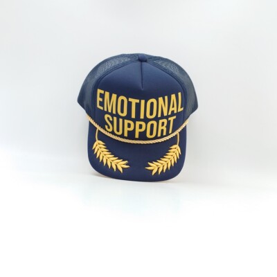 EMOTIONAL SUPPORT Trucker Cap 欧洲潮牌撞色海绵网帽刺绣货车帽