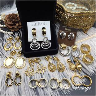 Mars Vintage耳夹耳环TRIFARI翠法丽MONET莫奈西洋中古宫廷无耳洞