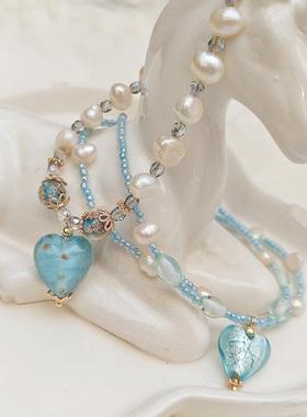 中古vintage蓝色海蓝宝手链