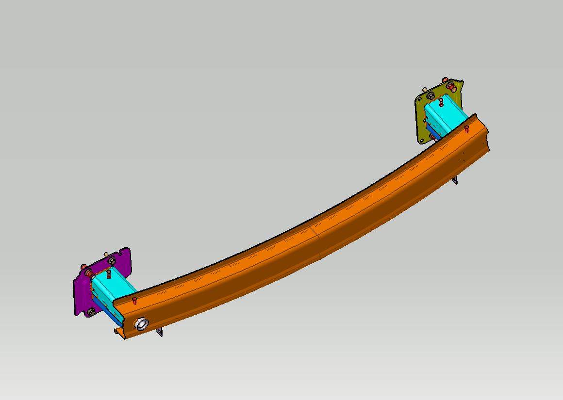 汽车防撞梁3D图纸step模型主梁、吸能盒设计学习参考资料【487】