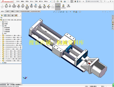 行程200滚珠丝杠丝杆双导杆三维图模型3D SolidWorks图纸【90】