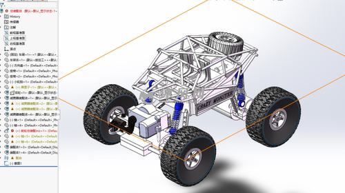 四驱越野玩具车钢架钢管车3D图纸档SolidWorks2014模型【595】