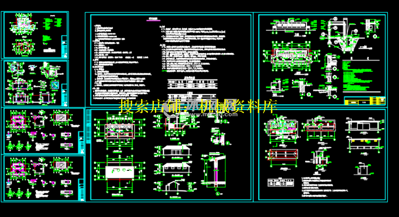 四套旱厕建筑设计图纸cad图/公共旱厕平面图屋顶平面门窗洞【86】