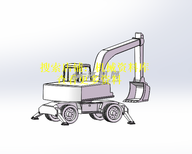 轮式挖掘机设计模型3D图设计参考sw格式图纸挖臂挖斗底盘【317】