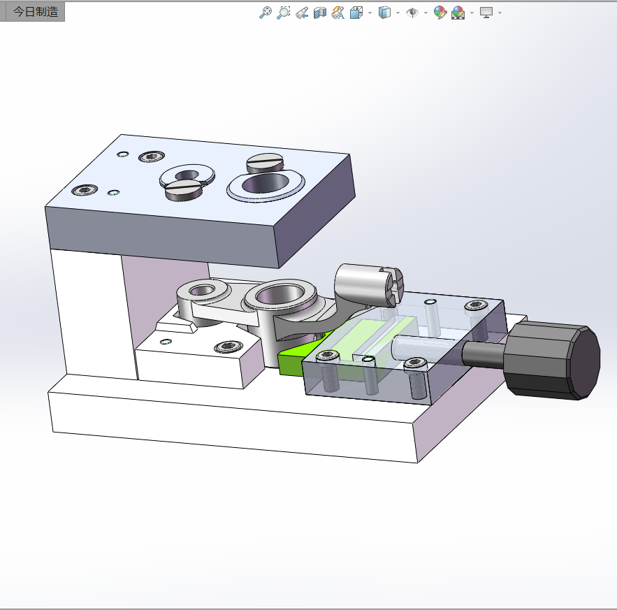 推动架夹具3d图纸solidworks模型牛头刨床进给机构偏心轮【135】