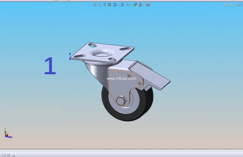 2寸万向轮和带刹车万向轮sw零件图3D模型含参数可编辑【502】