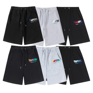 中裤 高街潮牌情侣嘻哈运动休闲五分裤 男 美式 Trapstar毛巾刺绣短裤