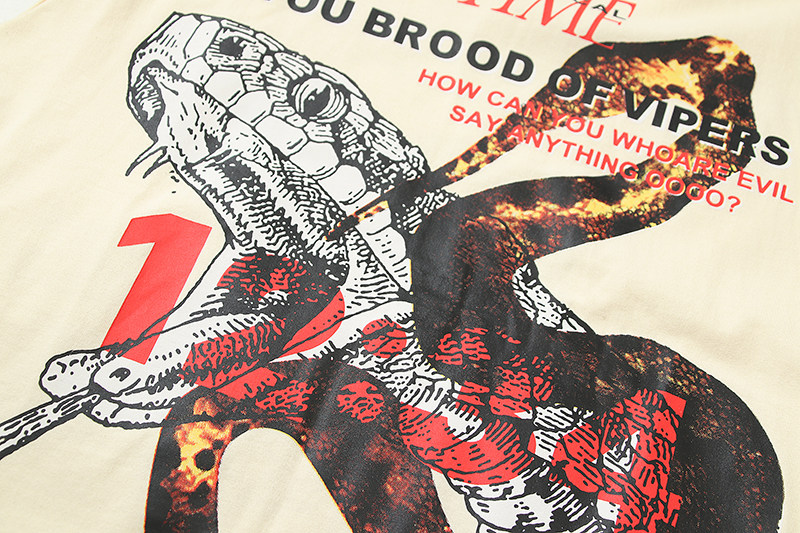 RRR123 하이 스트리트 스포츠 농구 캐주얼 루즈한 파이썬 프린트 양복 조끼 민소매 티셔츠 유럽과 미국의 편지 조끼 여름