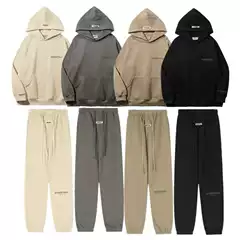 Essentials Small Logo Reflective Letter Fleece Set Printed Sweatshirt Loose High Street Trendy American-Style Hoodie and Sweatpants