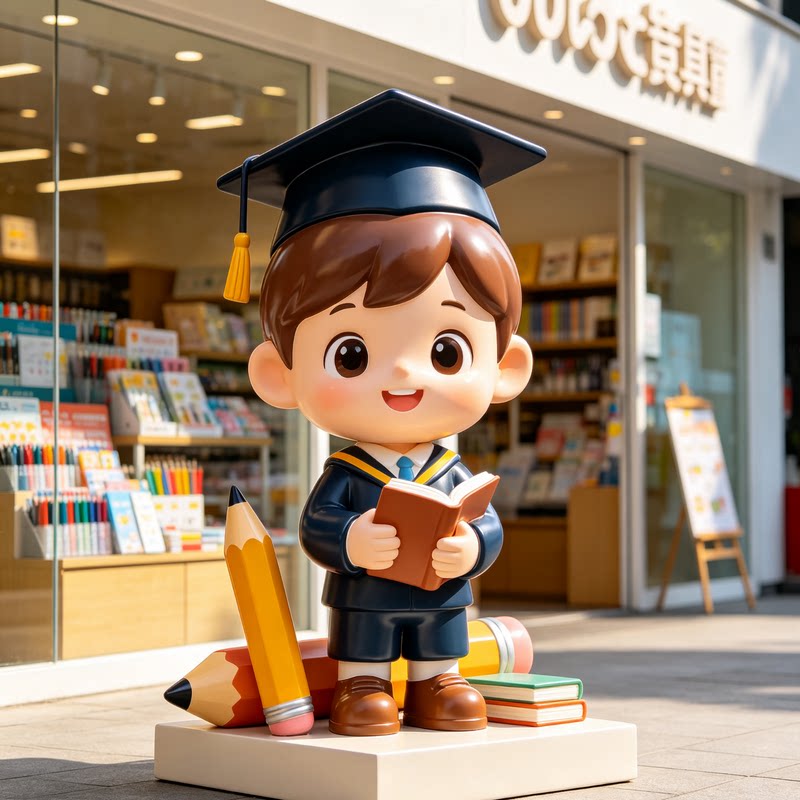文具店门口摆放卡通雕塑网红打卡艺术拍照雕塑玻璃钢雕塑打卡艺术