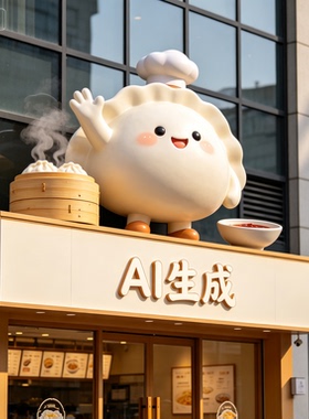 饺子馆门头雕塑玻璃钢卡通雕塑店铺门头设计引流神器网红打卡雕塑