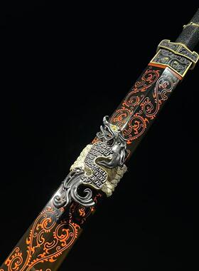 【汉龙剑】黄铜鎏金银大漆时绘鞘海星纹汉剑楚剑宝剑八面汉剑未开