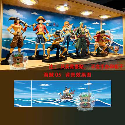 海贼王主题路飞索隆娜美手办柜展示柜玄关柜海报背景墙贴纸自粘