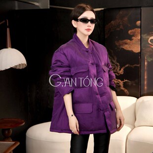 冬款宽松显瘦桑蚕丝鹅绒服贵气老钱外套WT1081