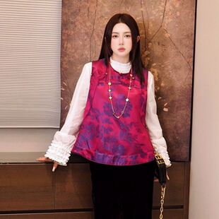 斜襟马甲高级显瘦MJ1019 定制新中式 Gyantong郭彦彤 提花老缎