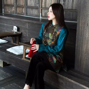 G.yantong郭彦彤【花满枝】新中式织锦提花马甲叠穿上衣女MJ1021