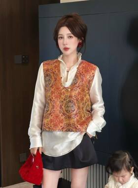 G.yantong早春定制新中式提花时尚新款马甲上衣女轻奢国风1MJ1028