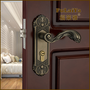 锁具卧室房门锁套装 仿古铜老式 内门锁 静音单舌室内欧式 福莱雅正品