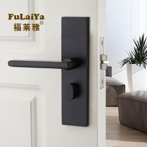 福莱雅0304哑黑色铜拉丝卧室房门室内全锌合金50方款简约单舌门锁
