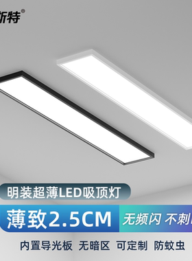 led办公室吸顶灯超薄现代简约长方形阳台过道走廊玄关长条灯灯具