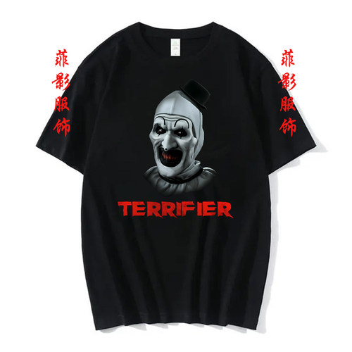 美国暗黑恐怖电影断魂小丑Terrifier嘻哈高街印花圆领短袖t恤上衣