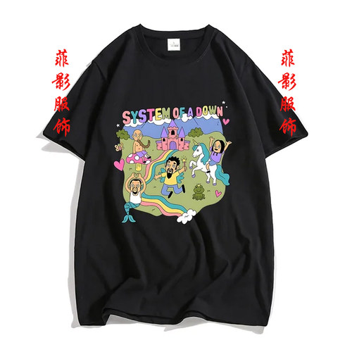 美国摇滚乐队System Of A Down印花圆领纯棉短袖t恤嘻哈男女上衣