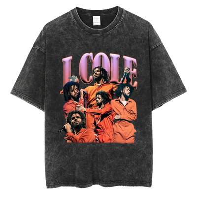 复古水洗T恤说唱歌手Palyboi Lil Baby J.Cole Youngboy短袖上衣