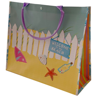 海滩油画~超大容量~防水单肩包手提袋旅行购物游泳健身住校收纳包