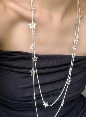 曼谷公园星星双层项链复古长款