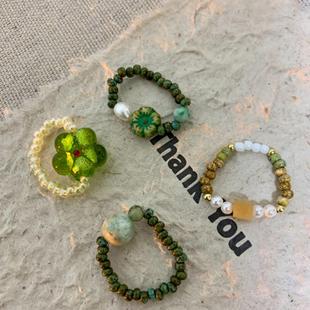 BKP曼谷公园「春天」复古捷克珠ins串珠戒指花朵新中式 民族设计女