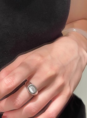 韩国小众高级气质复古猫眼石戒指