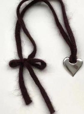 韩国ins毛线爱心项链毛衣链