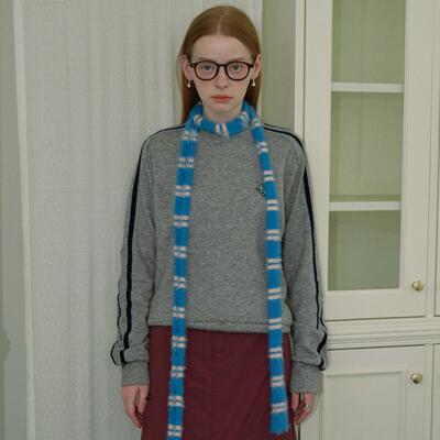 BKP拼色条纹细围巾软糯窄版