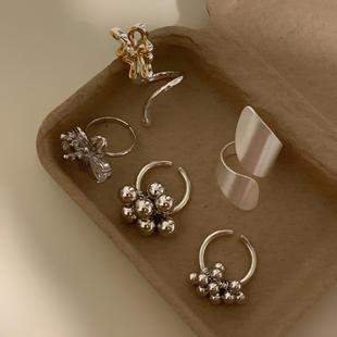 BKP曼谷公园 韩国ins小众设计感复古葡萄串质感开口戒指冷淡简约