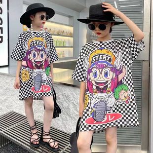 女童连衣裙夏装2024新款洋气中大童夏季儿童中长款T恤裙子