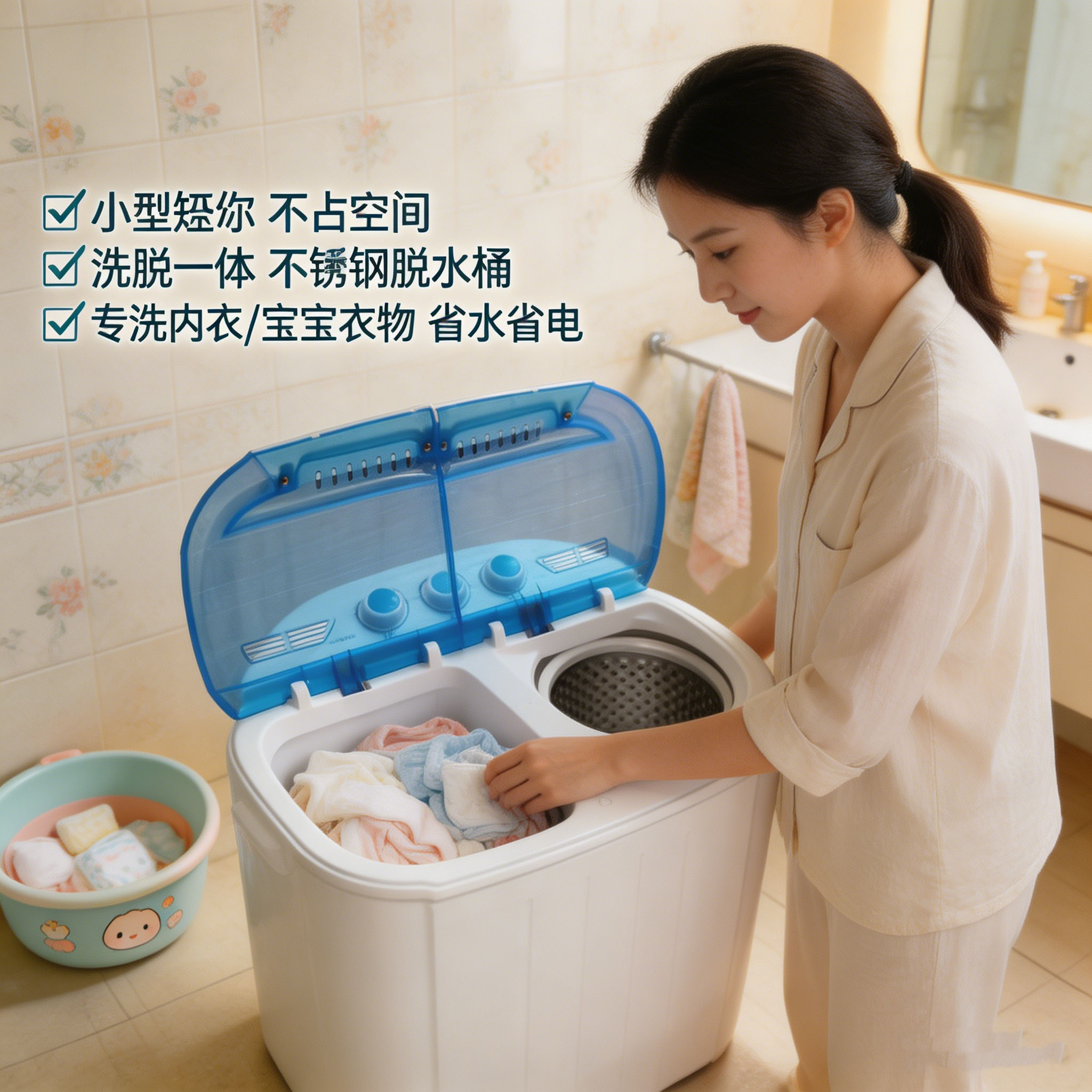 半自动双桶双缸洗衣机家用洗脱