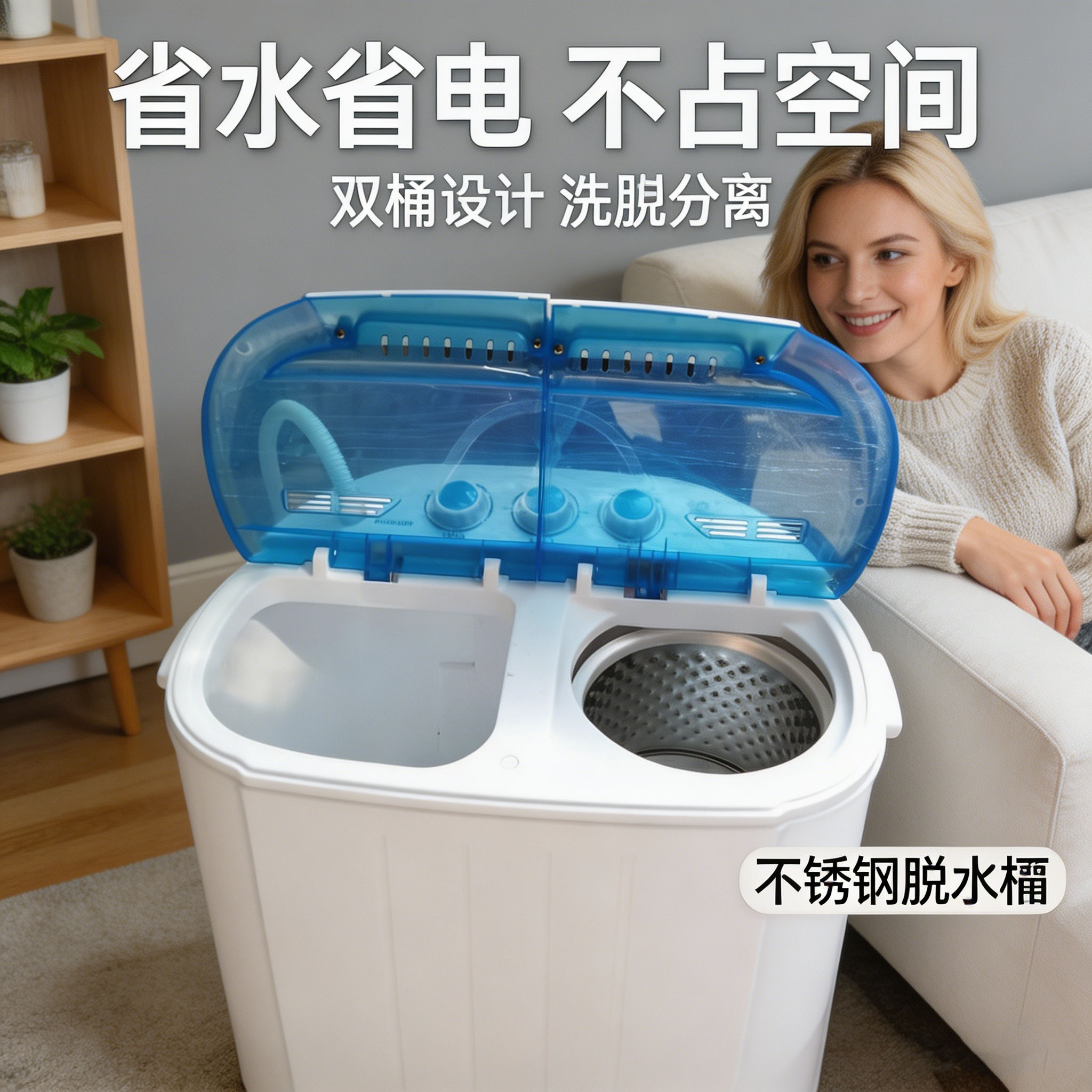 鸭子牌迷你洗衣机小型双桶双缸