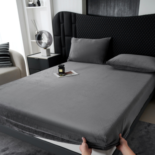 牛奶绒床笠加绒床垫套保护罩床罩防滑床单珊瑚绒防尘罩保暖全包冬