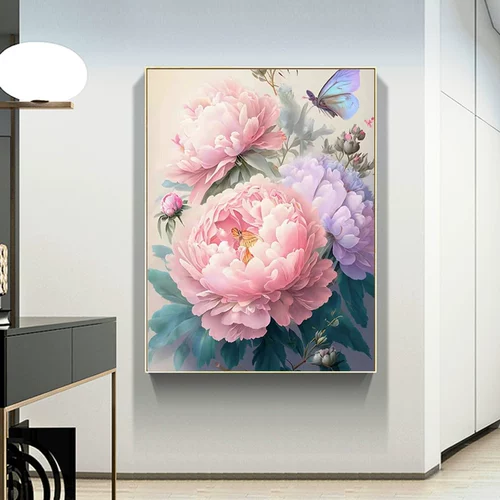 Cross -STITCH 2023 Новая линия вышитая вышитая линия пион цветок гостиная